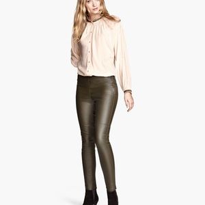 H&M faux Leather look kaki pants